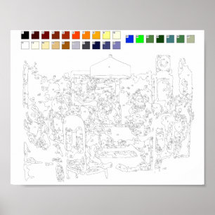 Póster Paint By Numbers Poster: Dogs Playing Poker Poster