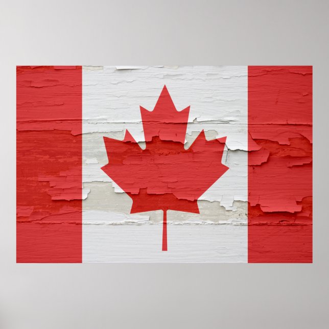 Póster Paint de Bandera Canadiense Weathered (Frente)