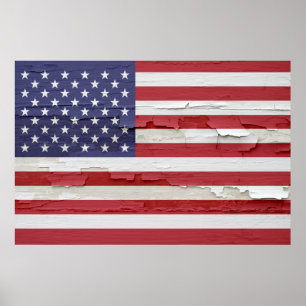 Póster Paint de la Bandera Americana Weathered