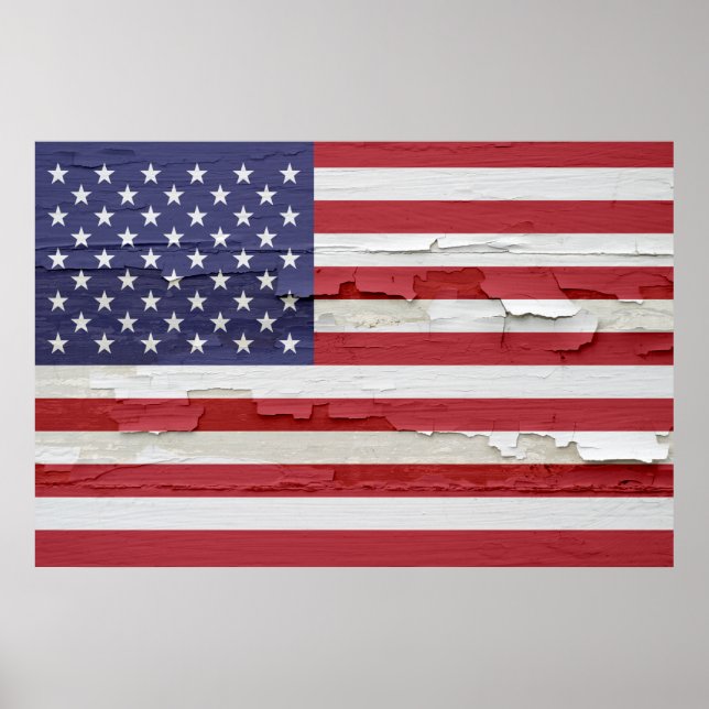 Póster Paint de la Bandera Americana Weathered (Frente)