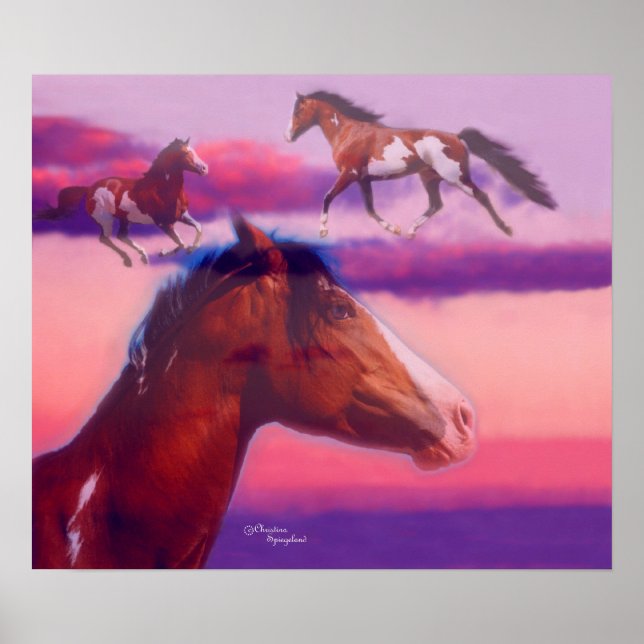 Póster Paint Horse Sunset Poster (Frente)