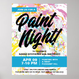 Póster Paint Night Birday Party