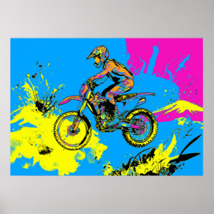Póster Paint Splatter - Motocross Rider