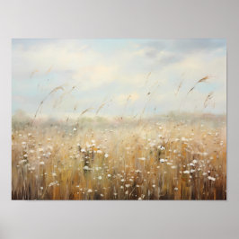 Póster Paintaje de aceite de campo de flores silvestres