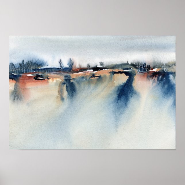 Póster Paintaje de paisajes de la atmósfera de Blue Peach (Frente)