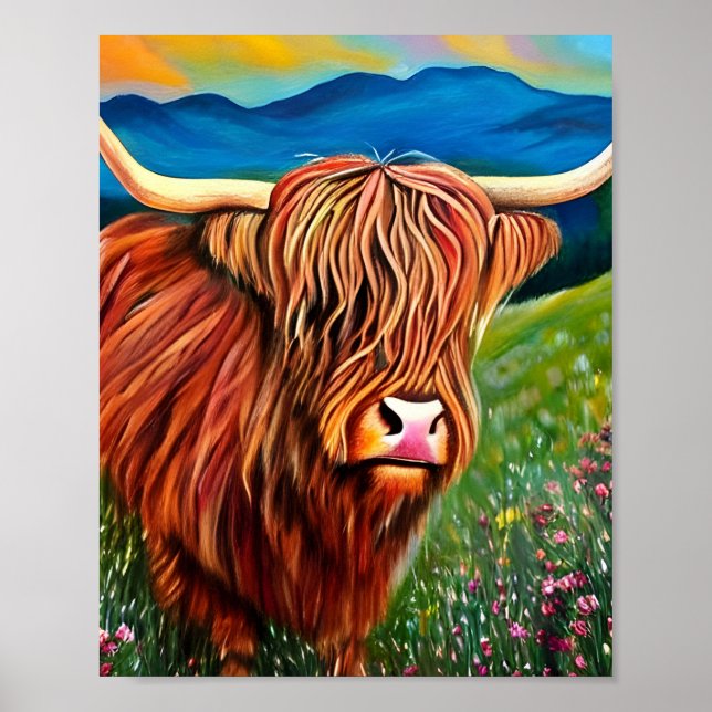 Póster Paintaje de vacas en Highland (Frente)