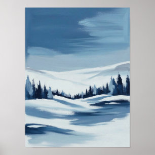 Póster Paintaje digital del paisaje invernal tranquilo