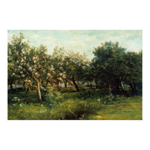 Paintaje paisajístico de árboles de huerta