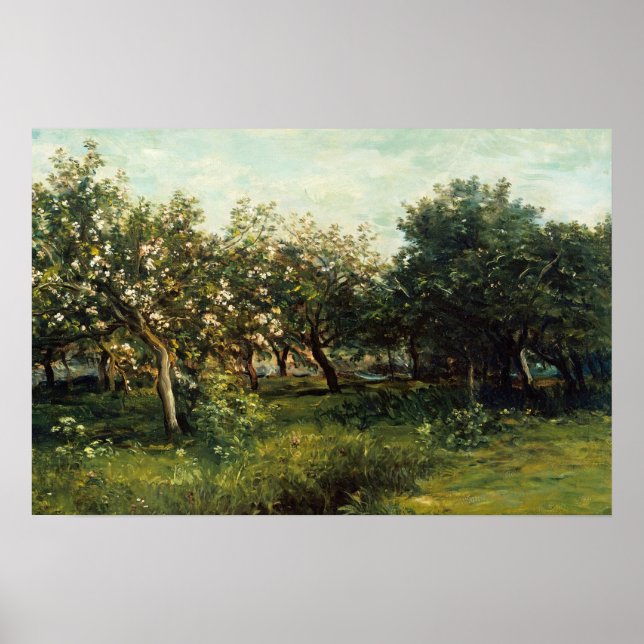 Póster Paintaje paisajístico de árboles de huerta (Frente)
