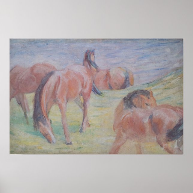 Póster Paintaje paisajístico de los caballos (Frente)