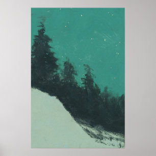 Póster Paintaje paisajístico de montaña nevada