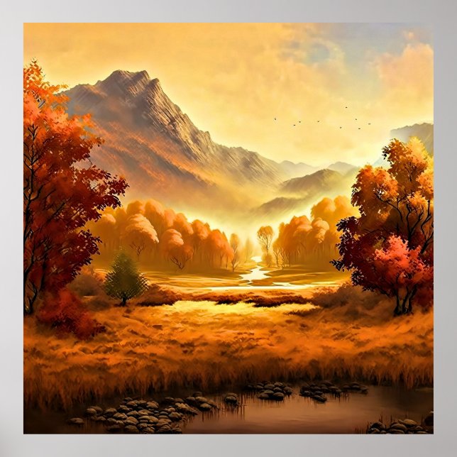 Póster Paintaje paisajístico de otoño-1 (Frente)