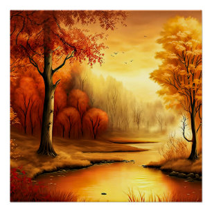Póster Paintaje paisajístico de otoño-68754