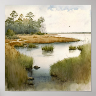 Póster Paintaje paisajístico de pantano