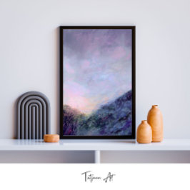 Póster Paintaje paisajístico Purple Sunset Sky Mountain