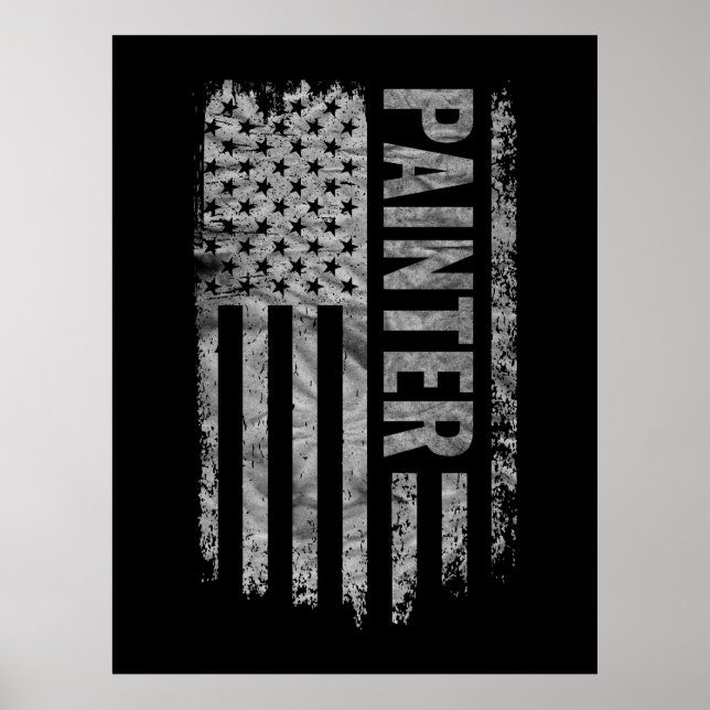 Póster Painter USA Flag Distressed design (Frente)