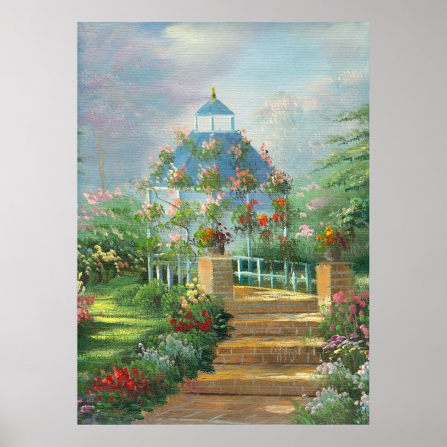 Póster Painting Of A Flower Covered Gazebo In Summer (Frente)