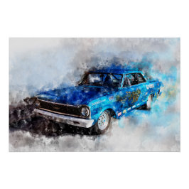Póster Painting out of a Series of legendary Dragster Pil