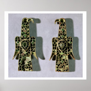 Póster Pair of Eagle-Shaped Brooches (metal and enamel)