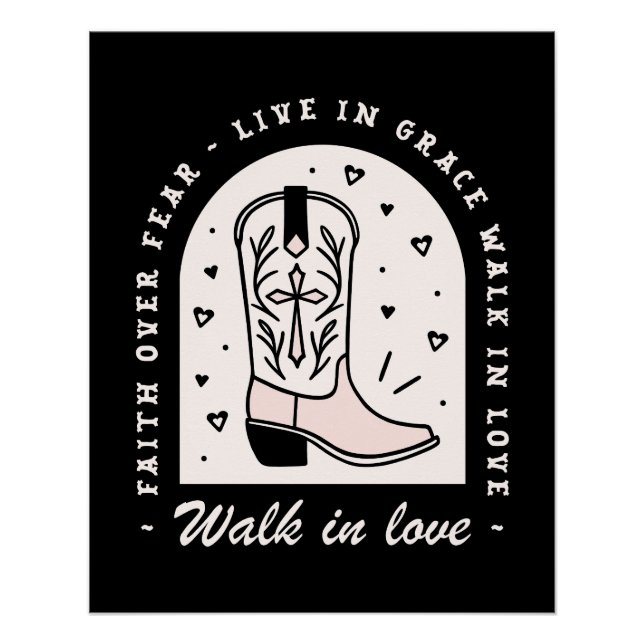 Póster País cristiano chica faith cita a cowgirl negro (Anverso)