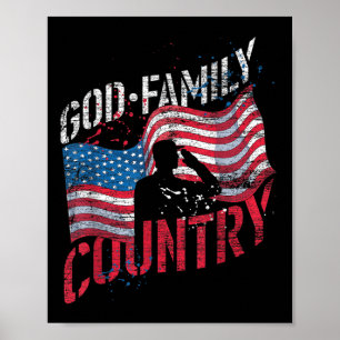 Póster País de familia de Dios Soldado Bandera Estadounid