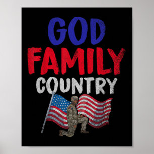 Póster País de la familia Dios Soldado norteamericano Ban