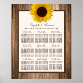Póster País Rústico Girasol y Boda de Madera Marrón