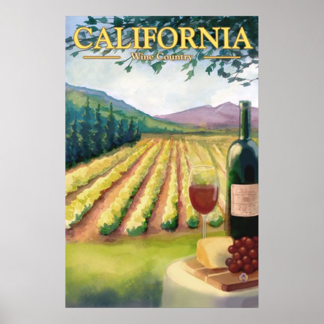 Póster País vitivinícola de California - Poster de Viajes (Frente)