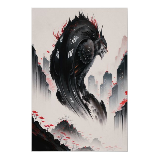 Póster Paisagem - Kaiju Lobo Serpente (Anverso)