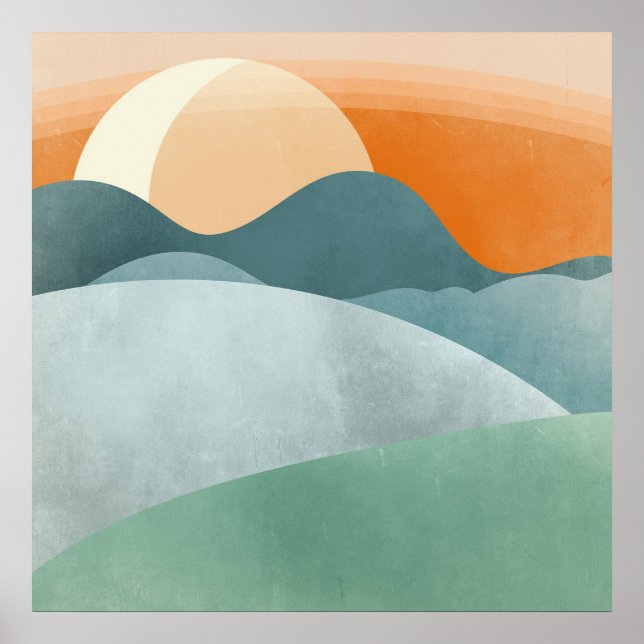 Póster Paisaje 3 Simple Boho Dibuja Boho Moda Aesthet (Frente)