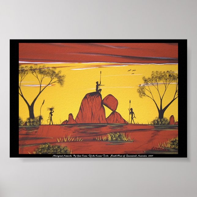 Póster Paisaje aborigen, pintura de Glen Evans (Frente)