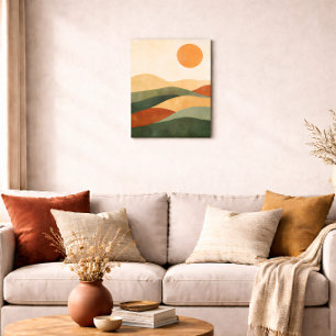 Póster Paisaje abstracto boho tonos terrosos desierto