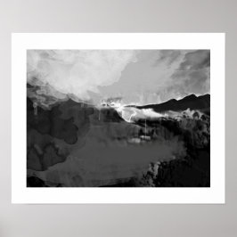Póster paisaje abstracto de blanco negro