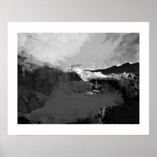 Póster paisaje abstracto de blanco negro