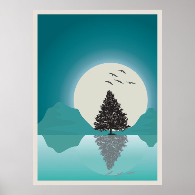 Póster Paisaje abstracto de montaña (Frente)