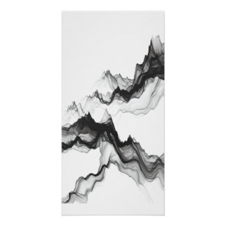 Póster Paisaje abstracto de picos montañosos con tinta la