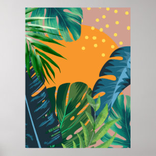 Póster Paisaje abstracto de puesta de sol tropical en la