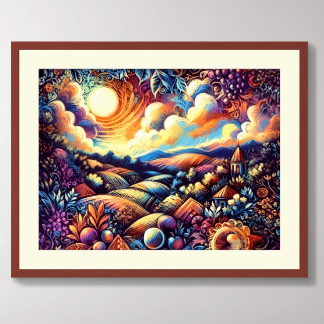 Póster Paisaje abstracto del dibujo de Pastel (Subido por el creador)