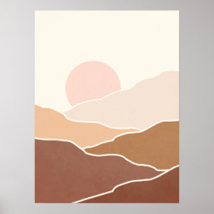 Póster Paisaje abstracto moderno de mediados de siglo