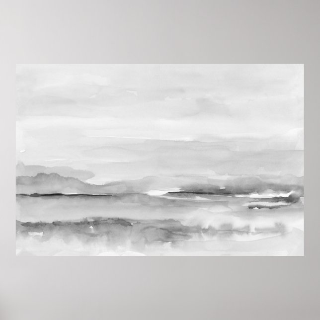Póster Paisaje abstracto negro y blanco 1 (Frente)