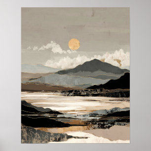 Póster Paisaje abstracto neutral Lago de montaña minima