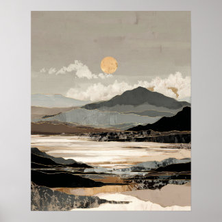 Póster Paisaje abstracto neutral | Lago de montaña minima