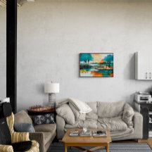 Paisaje abstracto, pintura acrílica colorida