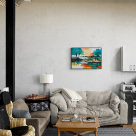 Póster Paisaje abstracto, pintura acrílica colorida