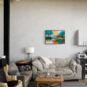 Póster Paisaje abstracto, pintura acrílica colorida