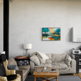 Póster Paisaje abstracto, pintura acrílica colorida