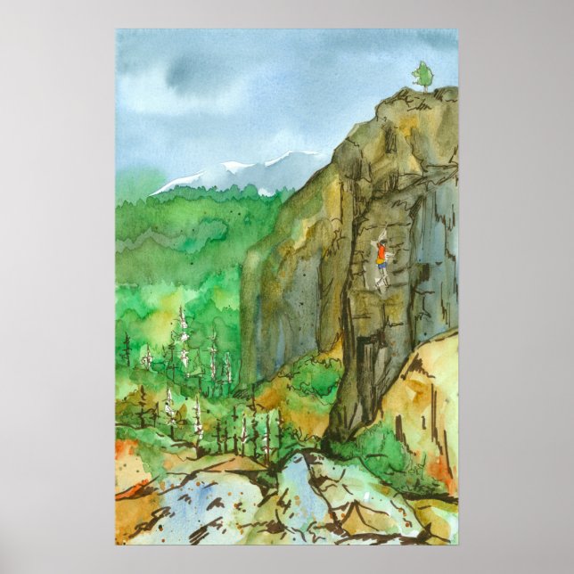 Póster Paisaje acuático de escalada de rock de montaña (Frente)