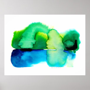 Póster Paisaje acuático de resumen azul y verde