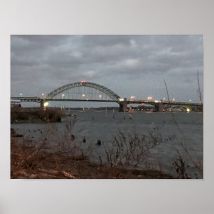 Póster Paisaje acuático puente