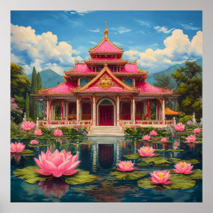 Póster paisaje al estilo chino